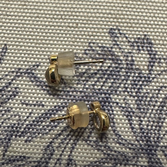 CYRIL STUDIO “AURORA STUDS” 14K YELLOW GOLD with MOONSTONE and DIAMOND - Picture 7 of 9